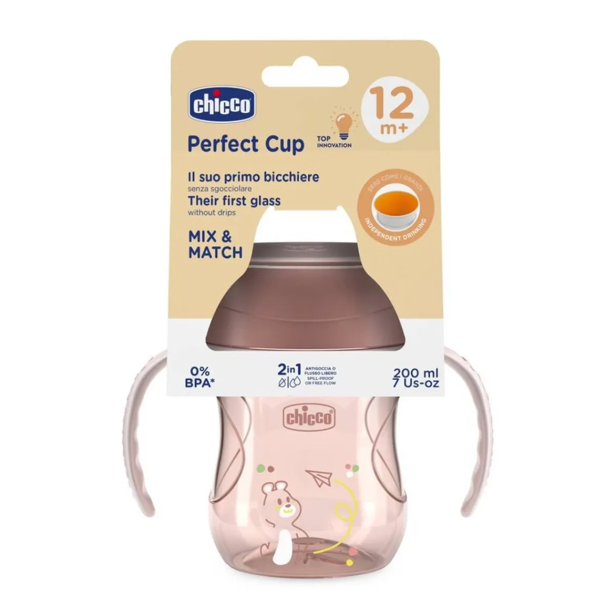 New - Vaso Perfect 360 12M - Rosa 200ml Preparación Comida Y Accesorios·Tazas Y Vasos