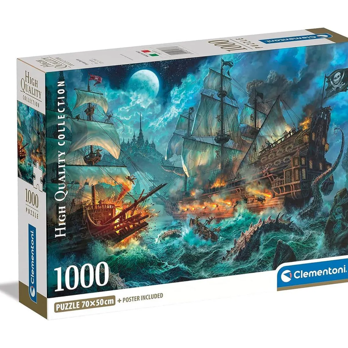 - Batalla de Piratas - Puzzle de 1000 Piezas para Adultos, Ilustración Multicolor ㅤ Juegos Y Puzzles