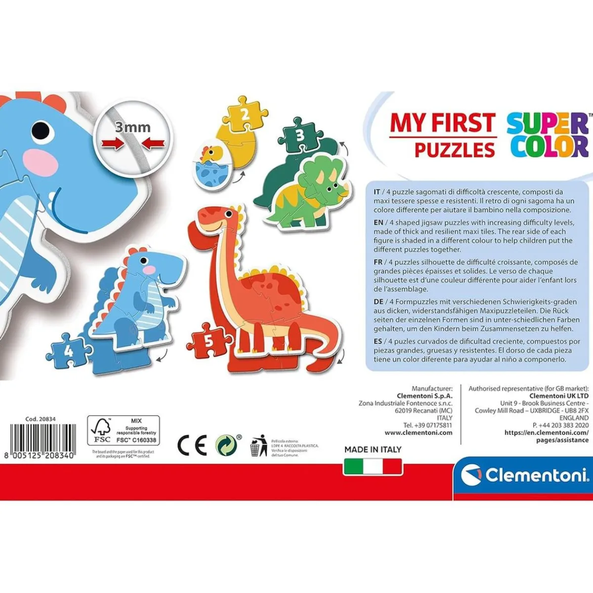 - Puzzle infantil progresivo de dinosaurios ㅤ*CLEMENTONI Outlet