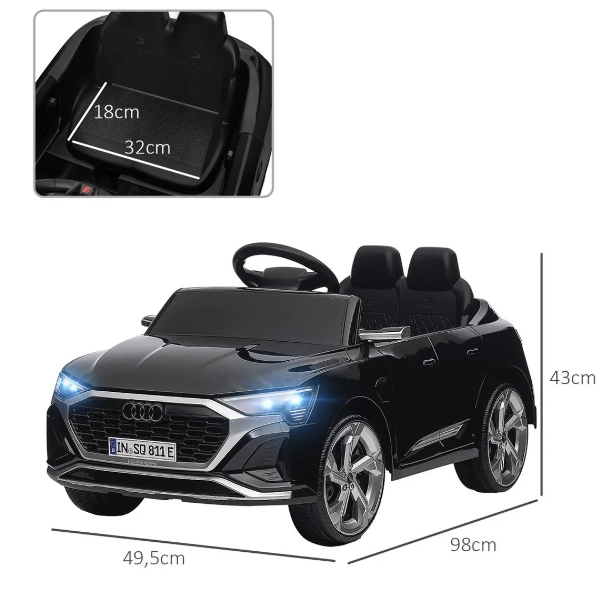 Coche Eléctrico Audi Q8 Etron Sportback 12V Negro Vehículos De Batería O A Pedales