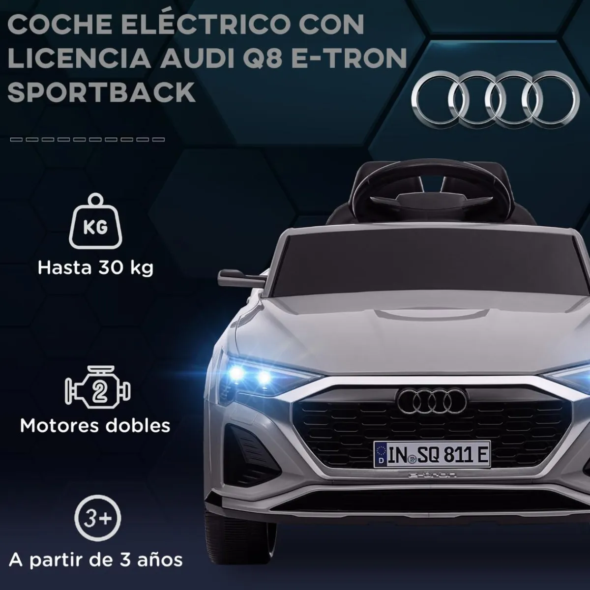 Coche Eléctrico Audi Q8 Etron Sportback 12V Gris*AIYAPLAY Clearance