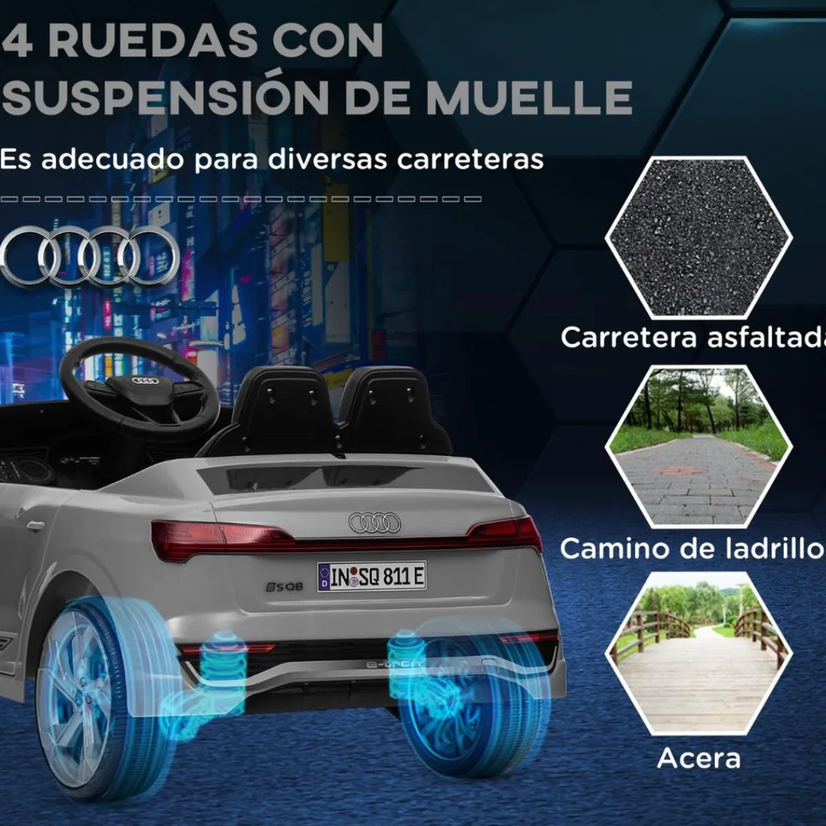 Coche Eléctrico Audi Q8 Etron Sportback 12V Gris*AIYAPLAY Clearance