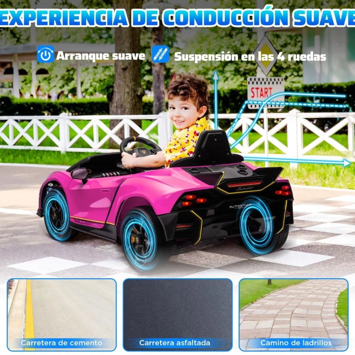 Best Coche eléctrico Lamborghini Autentica Rosa Vehículos De Batería O A Pedales