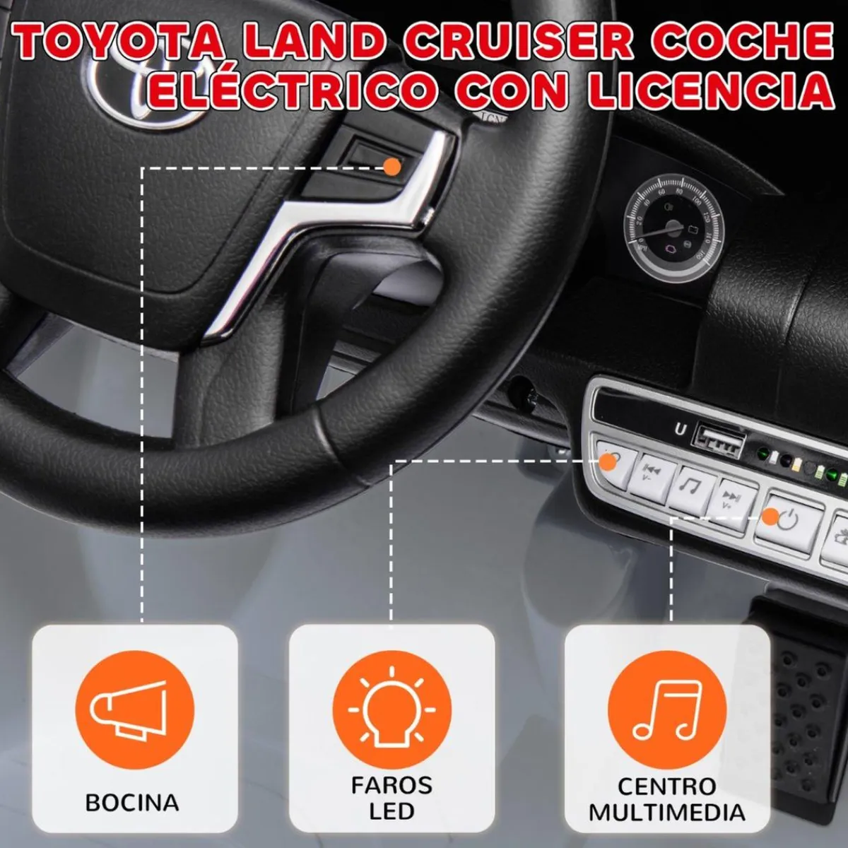 Coche eléctrico Toyota LAND CRUISER Gris*AIYAPLAY Outlet