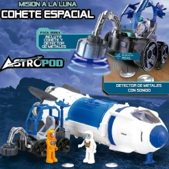 New Cohete espacial construye y juega con luces y sonido, vehículo lunar y detector de metales real Steam