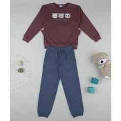 Discount Conjunto niña sudadera burdeos + pantalón azul con volante Niña·Niña 2-10 Años|Niña 2-10 Años·Vestidos, Conjuntos Y Deporte