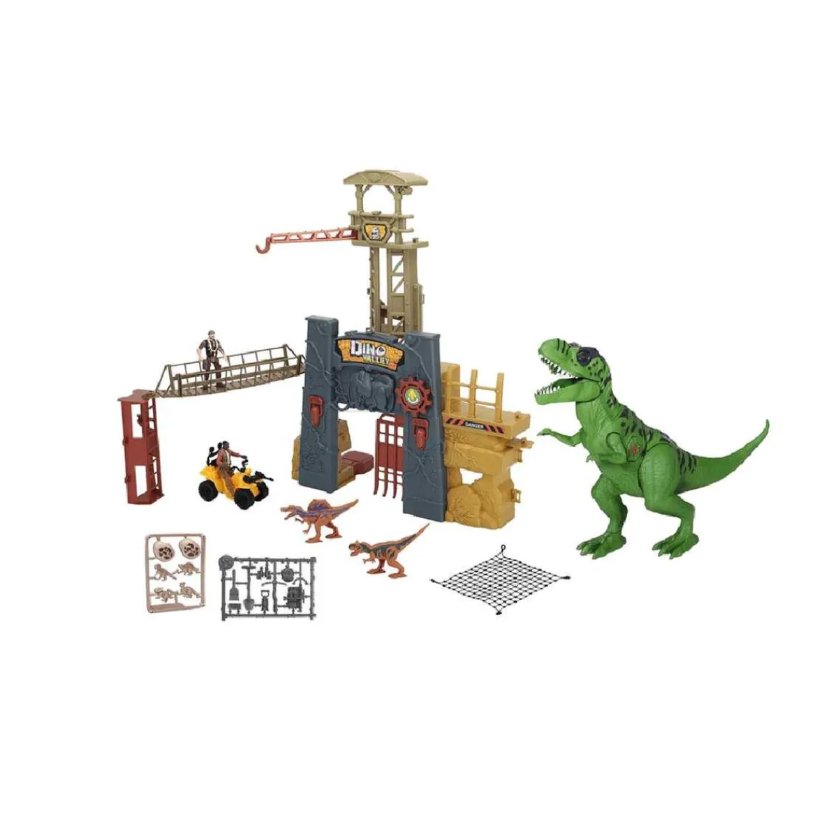 Discount Dino Valley - Fortaleza con torre y tiranosaurio Figuras De Acción