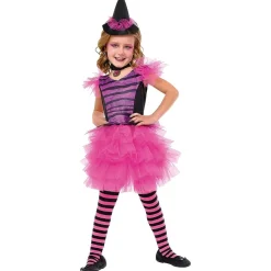 Disfraz de bruja glamurosa con vestido, sombrero y gargantilla rosa*RUBIE'S Online