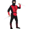 Discount Disfraz de Ninja rojo para niño 5-6 años Disfraces|Halloween