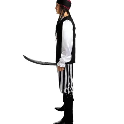 Online Disfraz de pirata a rayas para hombre - Colección blanca y negra L Disfraces|Halloween
