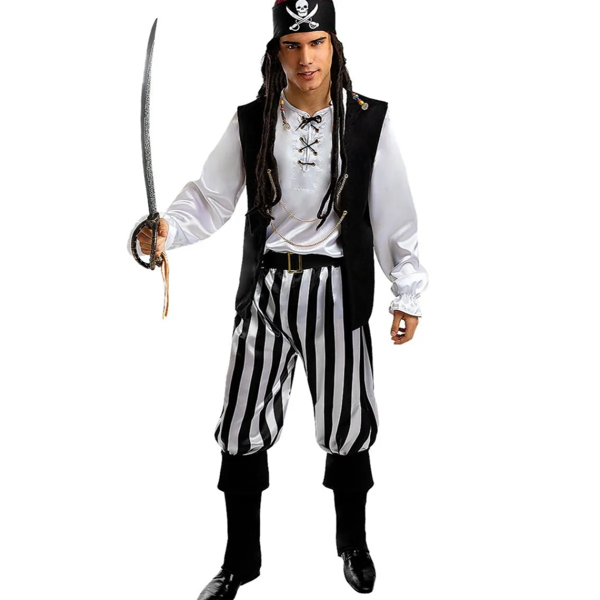 Disfraz de pirata a rayas para hombre - Colección blanca y negra S*Funidelia Clearance