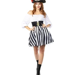 Disfraz de Pirata a rayas para mujer - Colección blanco y negro - Talla XS*Funidelia