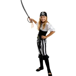 Online Disfraz de pirata a rayas para niña- Colección blanca y negra 10-12 años Halloween|Disfraces