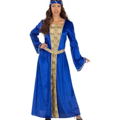 Hot Disfraz de princesa medieval azul para mujer L Disfraces|Halloween