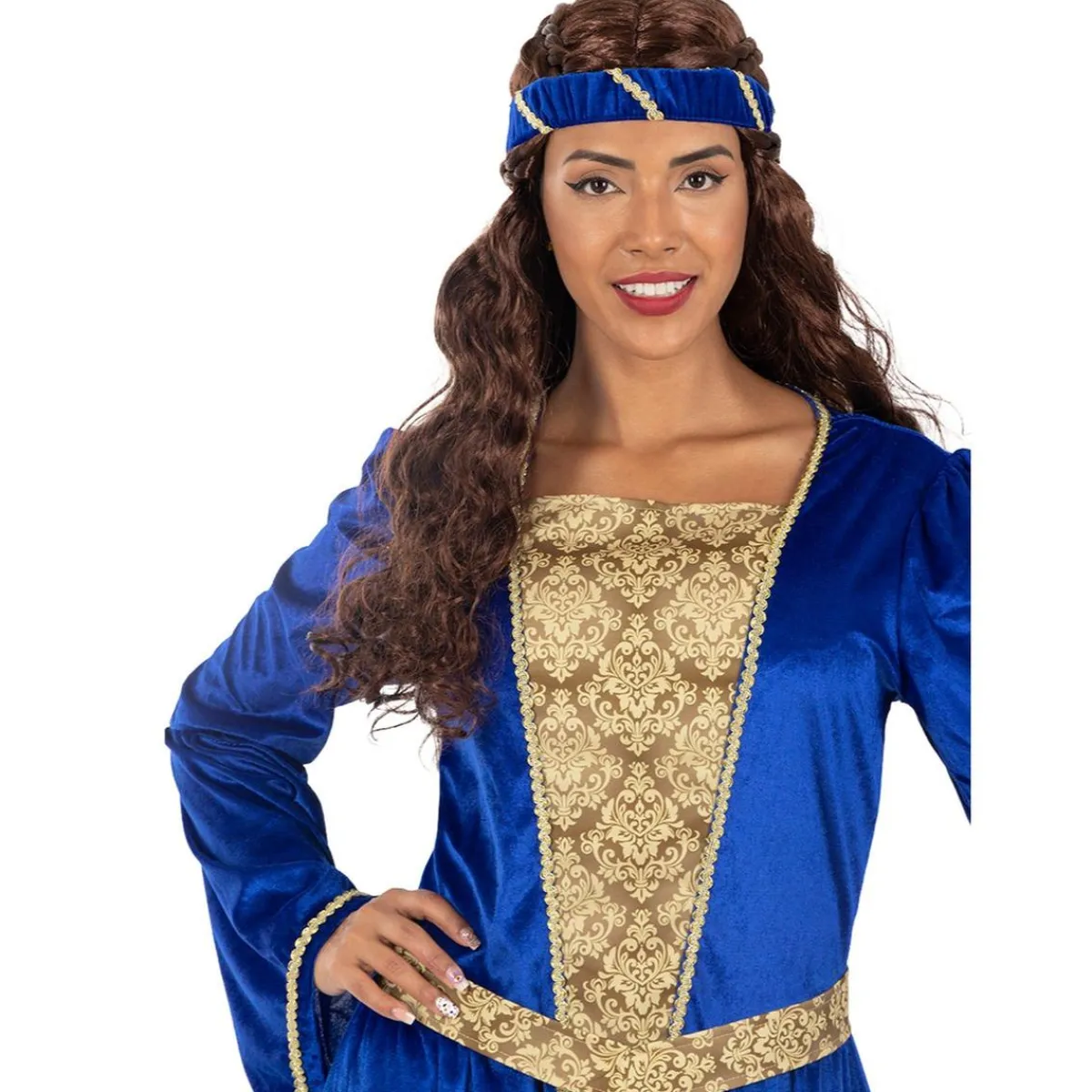 Hot Disfraz de princesa medieval azul para mujer L Disfraces|Halloween