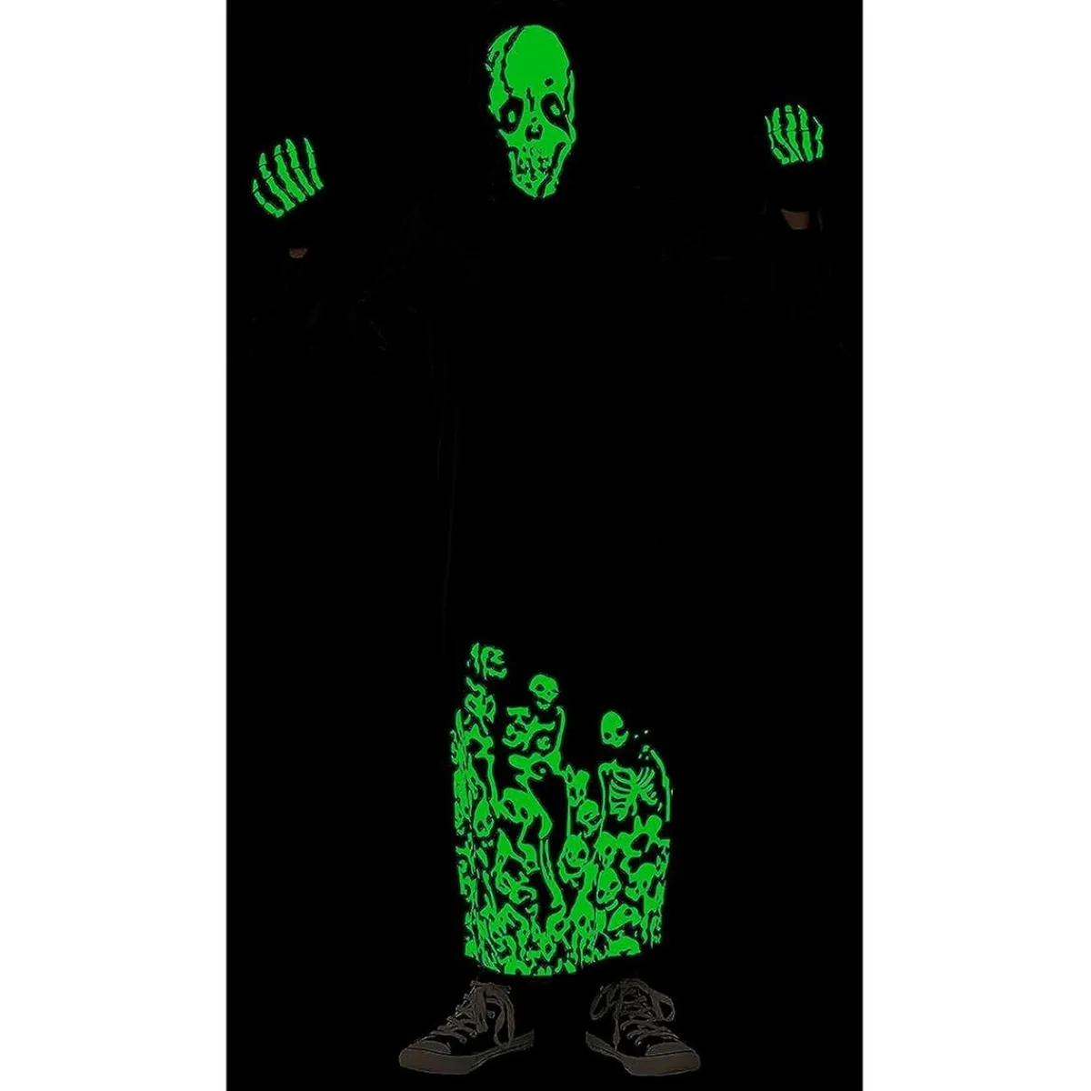 Outlet Disfraz Esqueleto Siniestro con capucha y guantes para Halloween, Carnaval y Fiestas Disfraces|Halloween