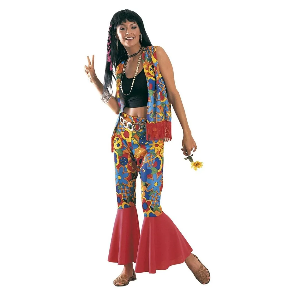 Best Disfraz hippie con flores para adulto Talla única ㅤ Disfraces|Halloween