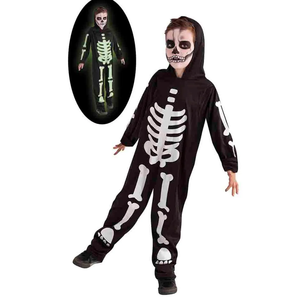 Clearance Disfraz Infantil - Esqueleto Brilla en la Oscuridad 5-7 años Disfraces|Halloween