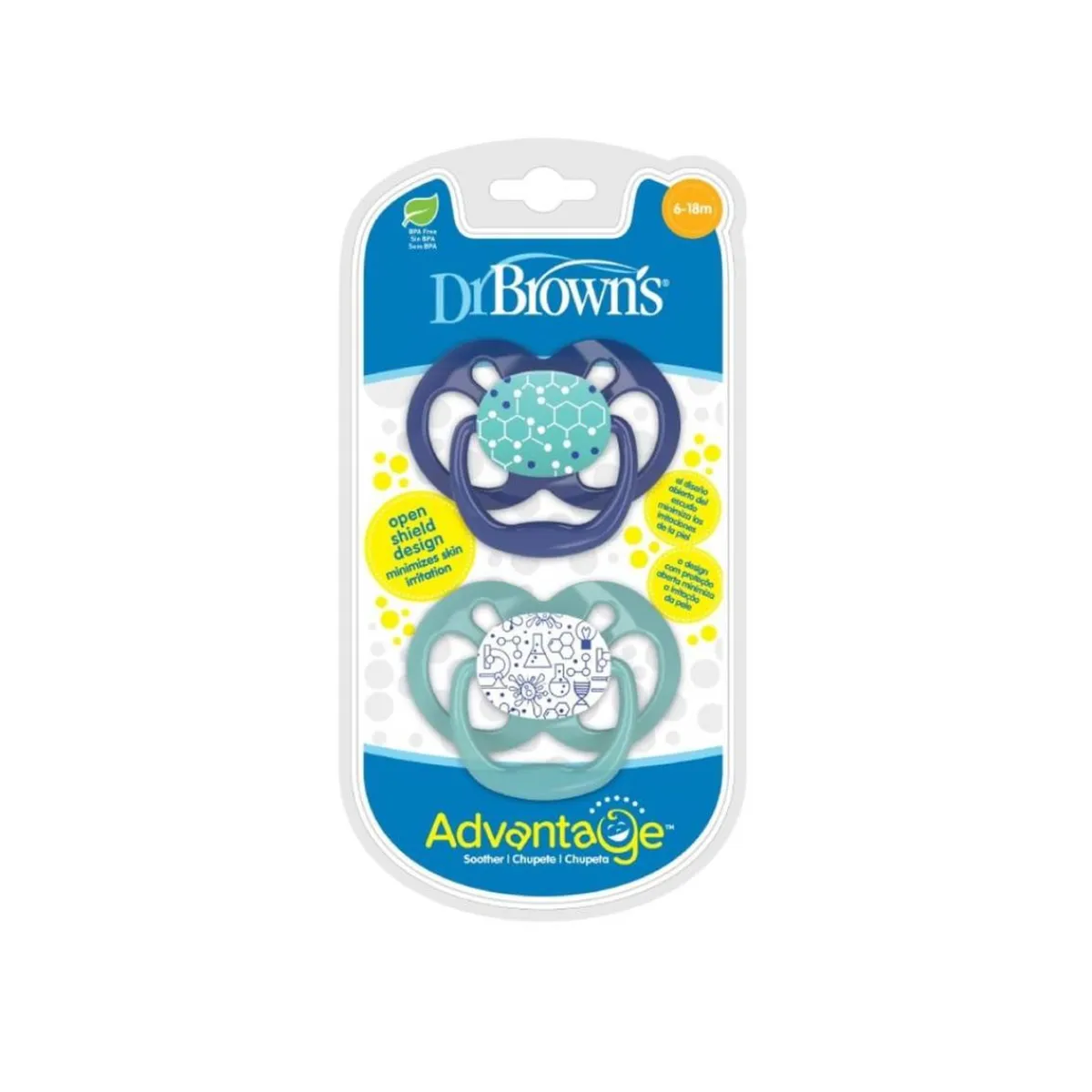 - 2 Chupetes Advantage Reversible T2 6-18M*DR. BROWN'S Clearance