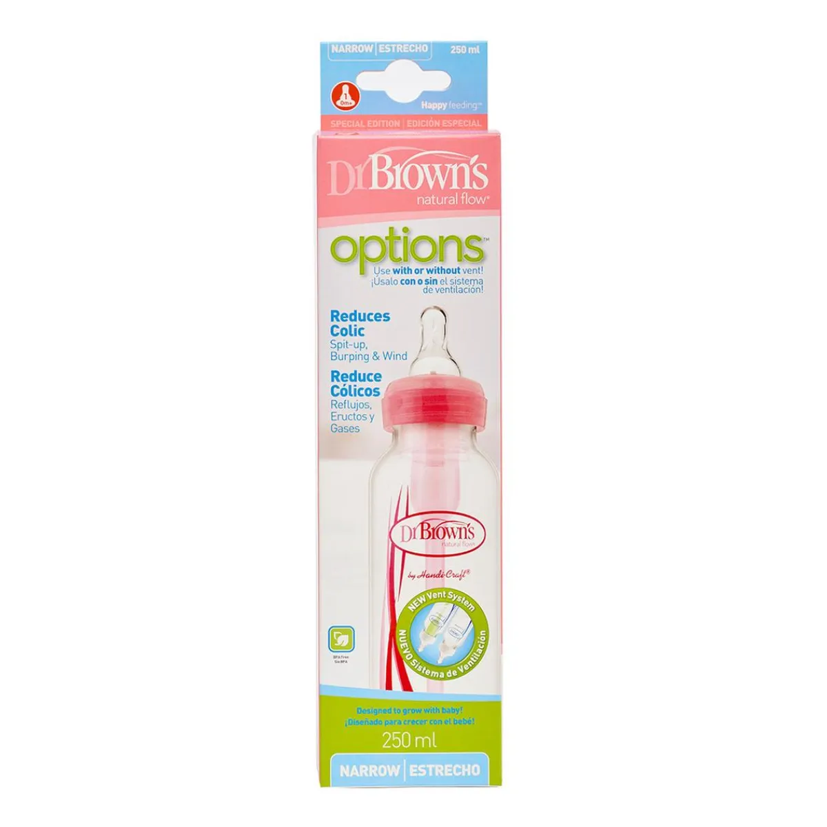 Dr. Brown's - Biberón Options Estándar 250 ml Rosa*DR BROWN´S Discount