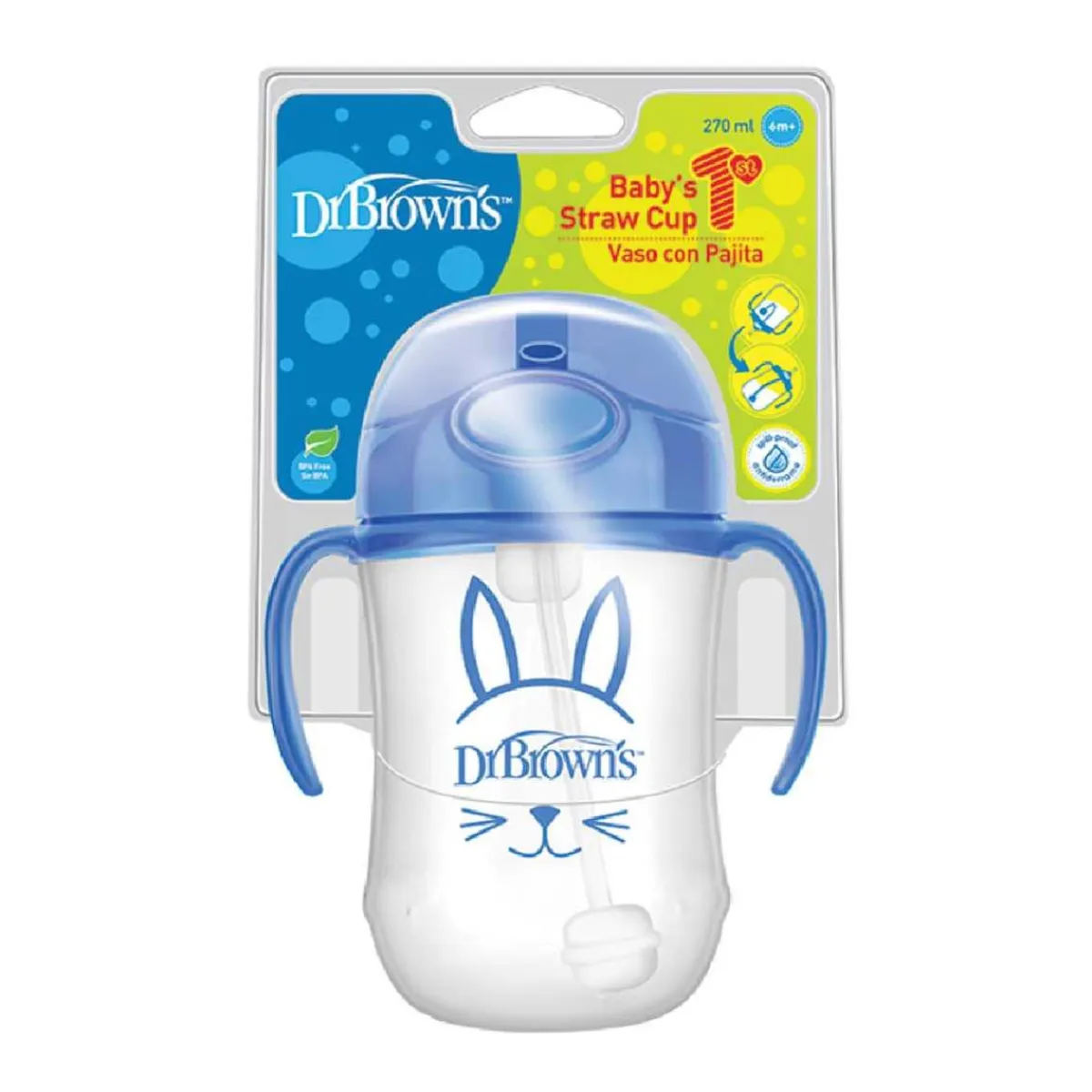 Dr. Brown´s - Mi primer vaso con pajita 270 ml Azul*DR BROWN´S
