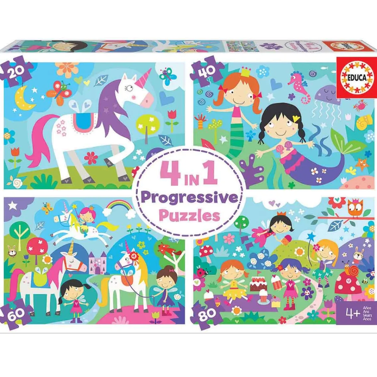 Discount Educa Borrás - Mundo de fantasía - Pack 4 puzzles progresivos Juegos Y Puzzles