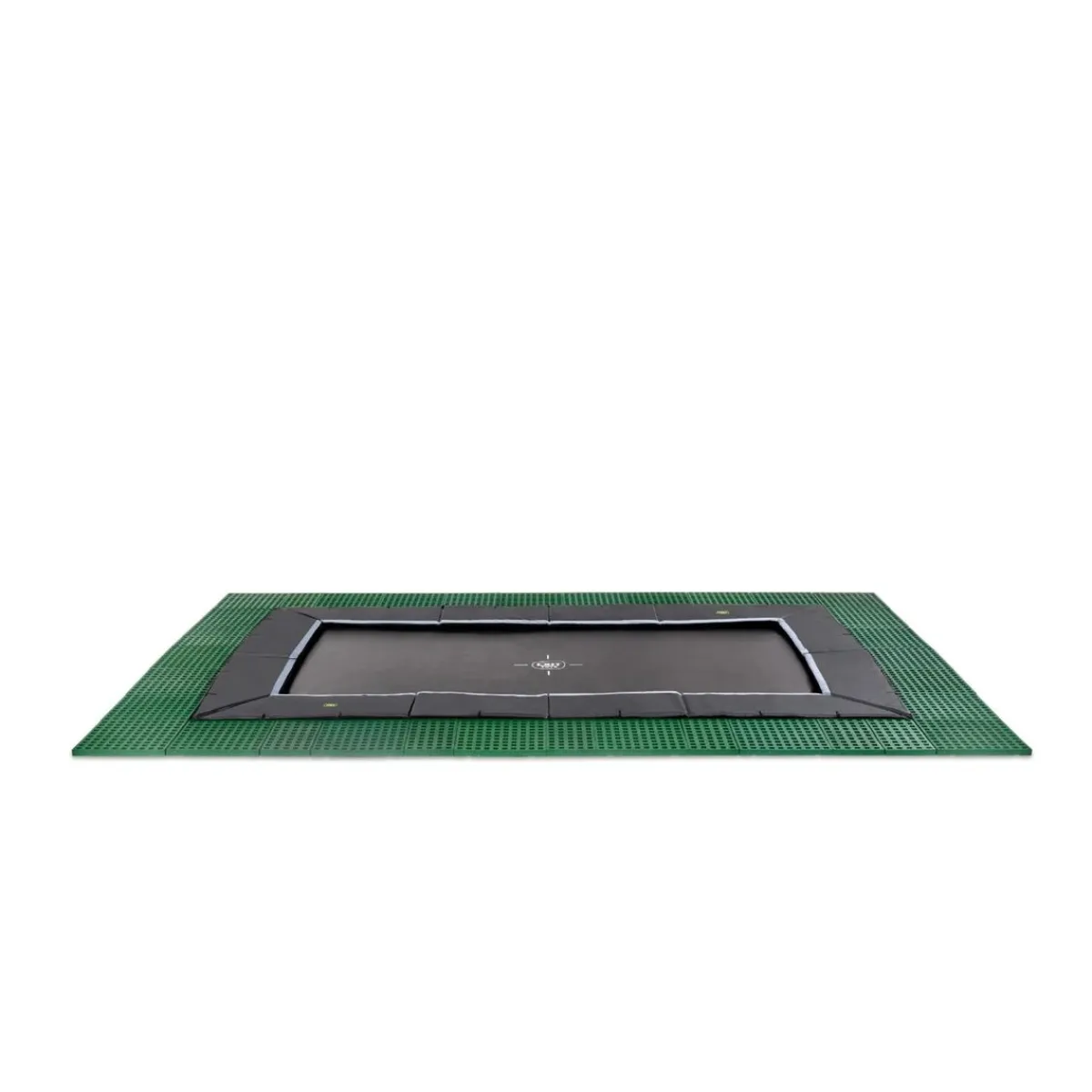 New Exit - Cama elástica de suelo Dynamic 244 x 427 cm negro con perímetro de seguridad Camas Elásticas