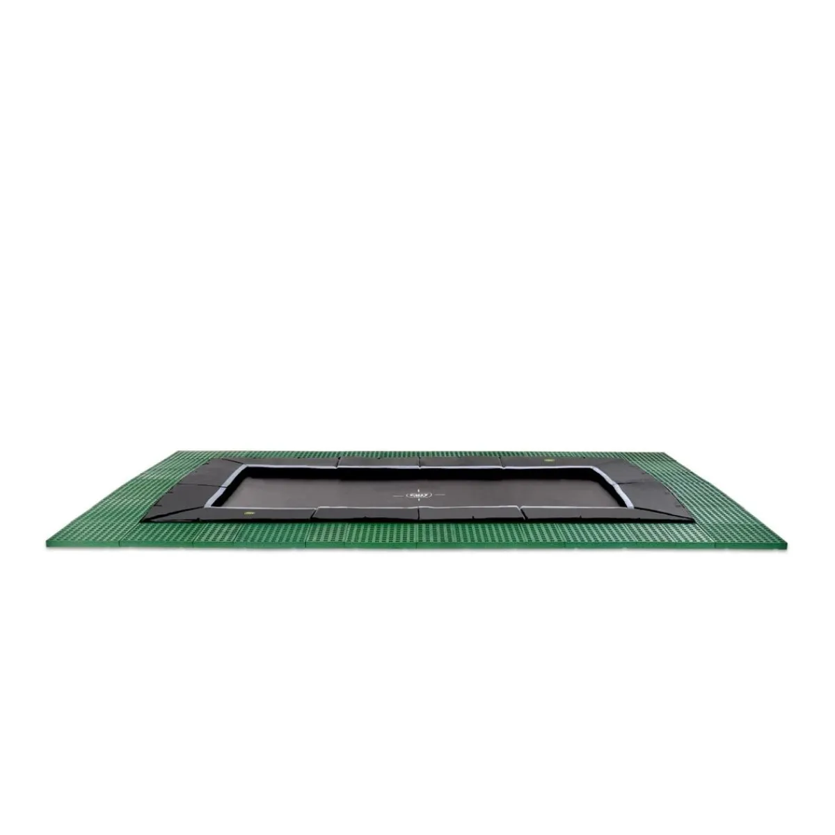 New Exit - Cama elástica de suelo Dynamic 244 x 427 cm negro con perímetro de seguridad Camas Elásticas