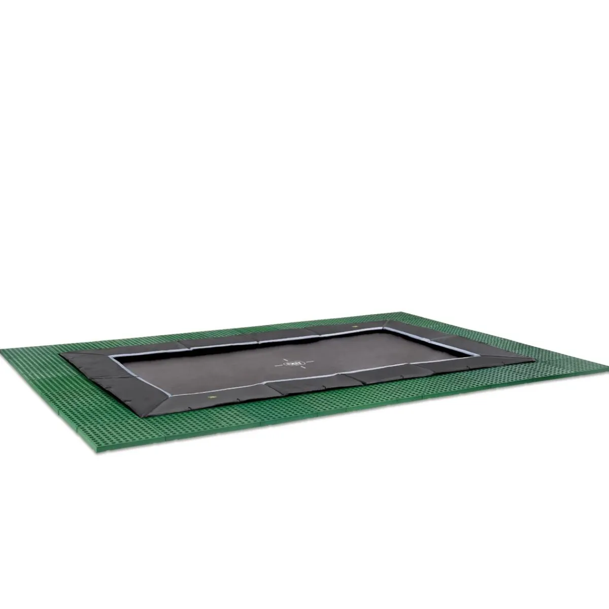 New Exit - Cama elástica de suelo Dynamic 244 x 427 cm negro con perímetro de seguridad Camas Elásticas