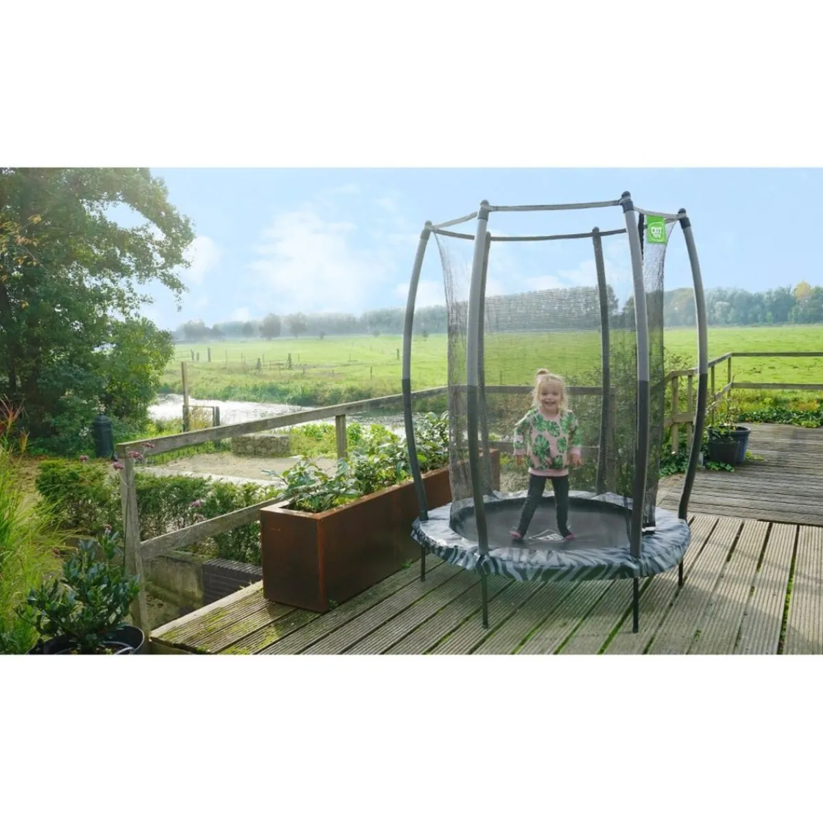 Exit - Cama elástica Junior Tiggy negro/gris con red de seguridad*Exit Toys Clearance