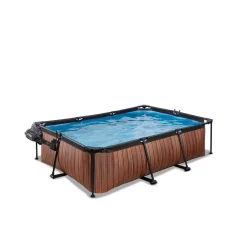 New Exit - Piscina aspecto madera 220 x 150 x 60 cm con bomba de filtro y cúpula Piscinas|Juguetes De Verano