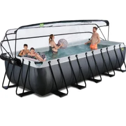Online Exit - Piscina Black Leather 540 x 250 x 122 cm con filtro de arena y cúpula Piscinas|Juguetes De Verano