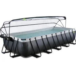 Exit - Piscina Black Leather 540 x 250 x 100 cm con filtro de arena, cúpula y bomba de calor*Exit Toys Outlet