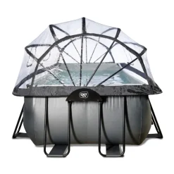 Exit - Piscina Black Leather 540 x 250 x 100 cm con filtro de arena, cúpula y bomba de calor*Exit Toys Outlet