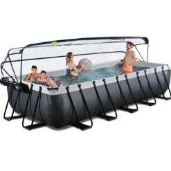 Exit - Piscina Black Leather 540 x 250 x 100 cm con filtro de arena, cúpula y bomba de calor*Exit Toys Outlet