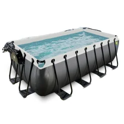 Outlet Exit - Piscina Black Leather 400 x 200 x 122 cm con filtro de arena, cúpula y bomba de calor Piscinas|Juguetes De Verano