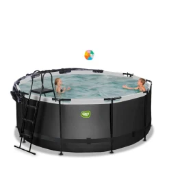 Exit - Piscina Black Leather diámetro 360 x 122 cm con filtro de arena, cúpula y bomba de calor*Exit Toys Sale
