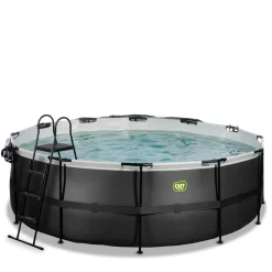 Clearance Exit - Piscina Black Leather diámetro 427 x 122 cm con filtro de arena y cúpula Piscinas|Juguetes De Verano
