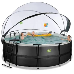 Clearance Exit - Piscina Black Leather diámetro 427 x 122 cm con filtro de arena y cúpula Piscinas|Juguetes De Verano