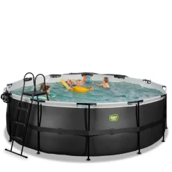 Clearance Exit - Piscina Black Leather diámetro 427 x 122 cm con filtro de arena y cúpula Piscinas|Juguetes De Verano