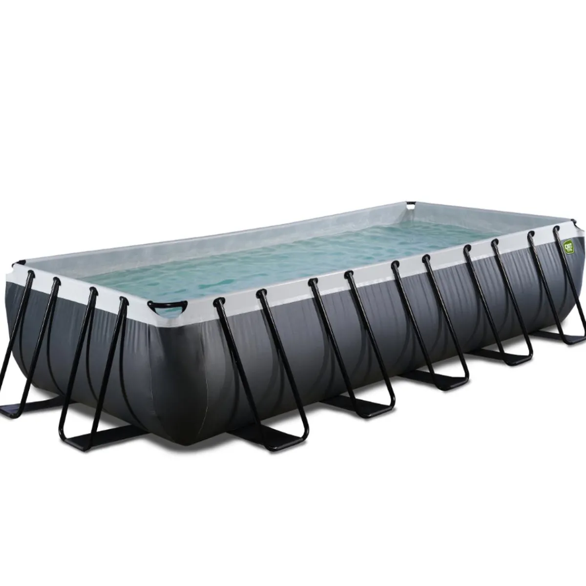 Outlet EXIT - Piscina de cuero negro rectangular con bomba de filtro 540 x 250 x 100 cm Piscinas|Juguetes De Verano