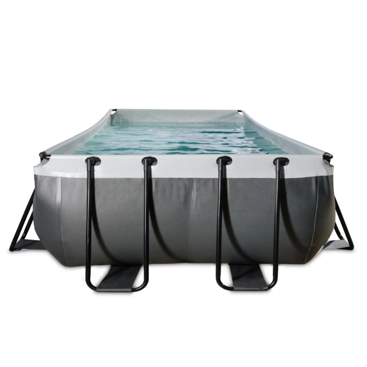 Outlet EXIT - Piscina de cuero negro rectangular con bomba de filtro 540 x 250 x 100 cm Piscinas|Juguetes De Verano