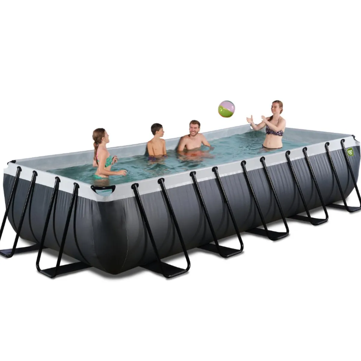 Outlet EXIT - Piscina de cuero negro rectangular con bomba de filtro 540 x 250 x 100 cm Piscinas|Juguetes De Verano