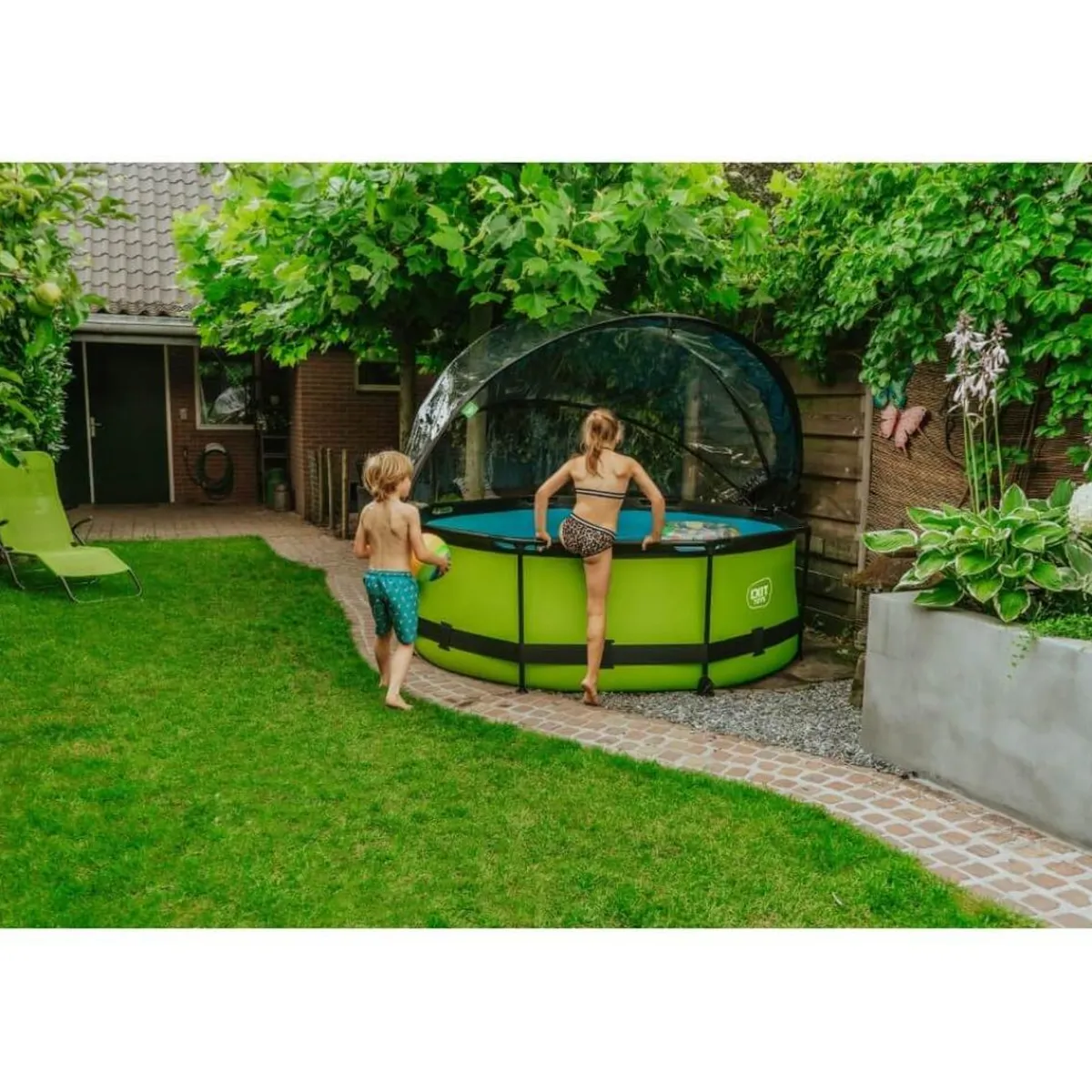 Hot Exit - Piscina Lime verde diámetro 244 x 76 cm con filtro y cúpula transparente Piscinas Tubulares|Piscinas