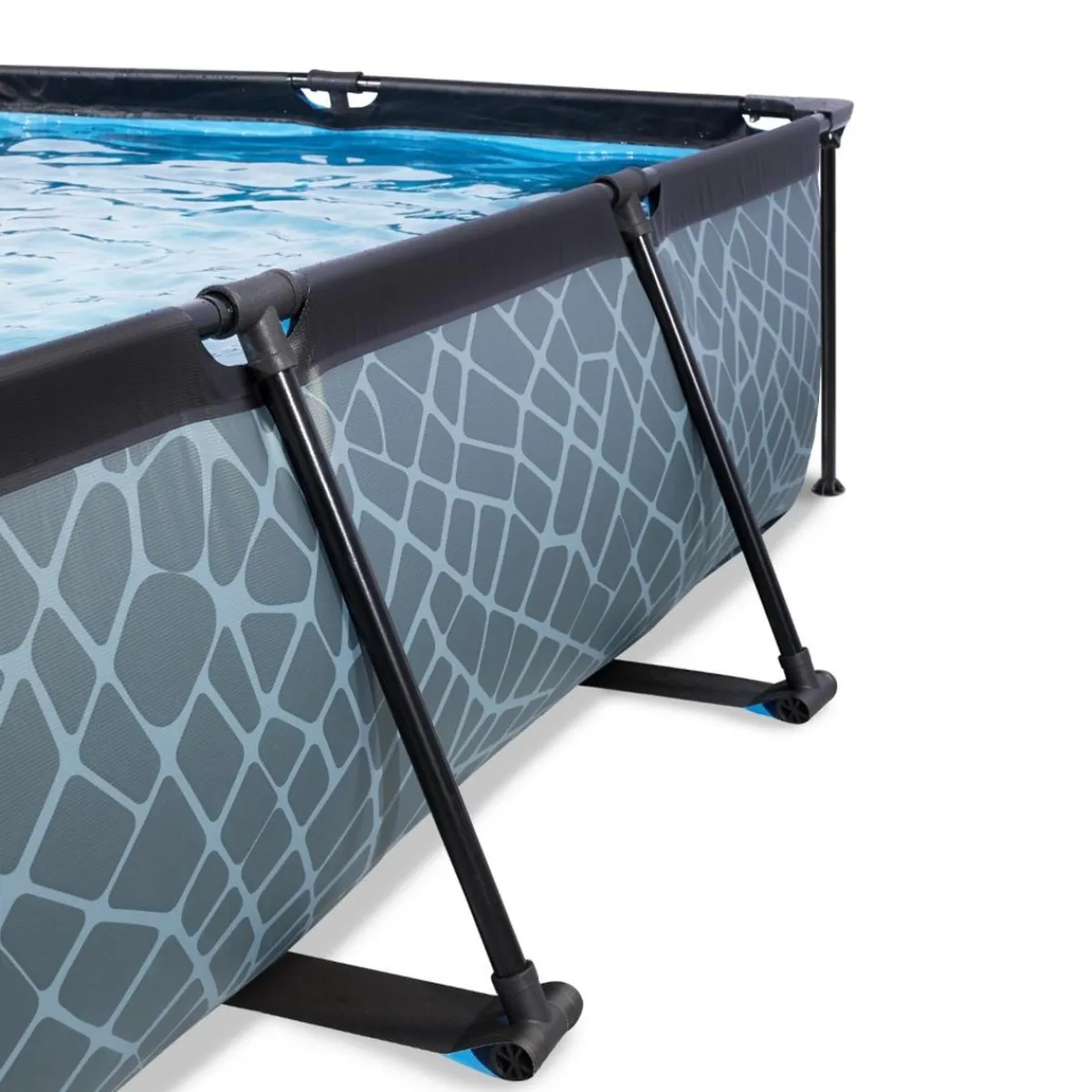 Online Exit - Piscina Stone efecto piedra gris 220 x 150 x 65 cm con filtro y toldo negro Piscinas|Juguetes De Verano