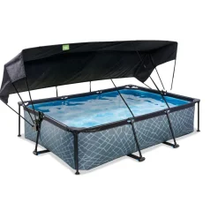Online Exit - Piscina Stone efecto piedra gris 300 x 200 x 65 cm con filtro y toldo negro Piscinas|Juguetes De Verano
