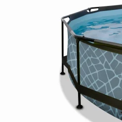 Outlet Exit - Piscina Stone efecto piedra gris diámetro 244 x 76 cm con filtro y toldo negro Piscinas|Juguetes De Verano