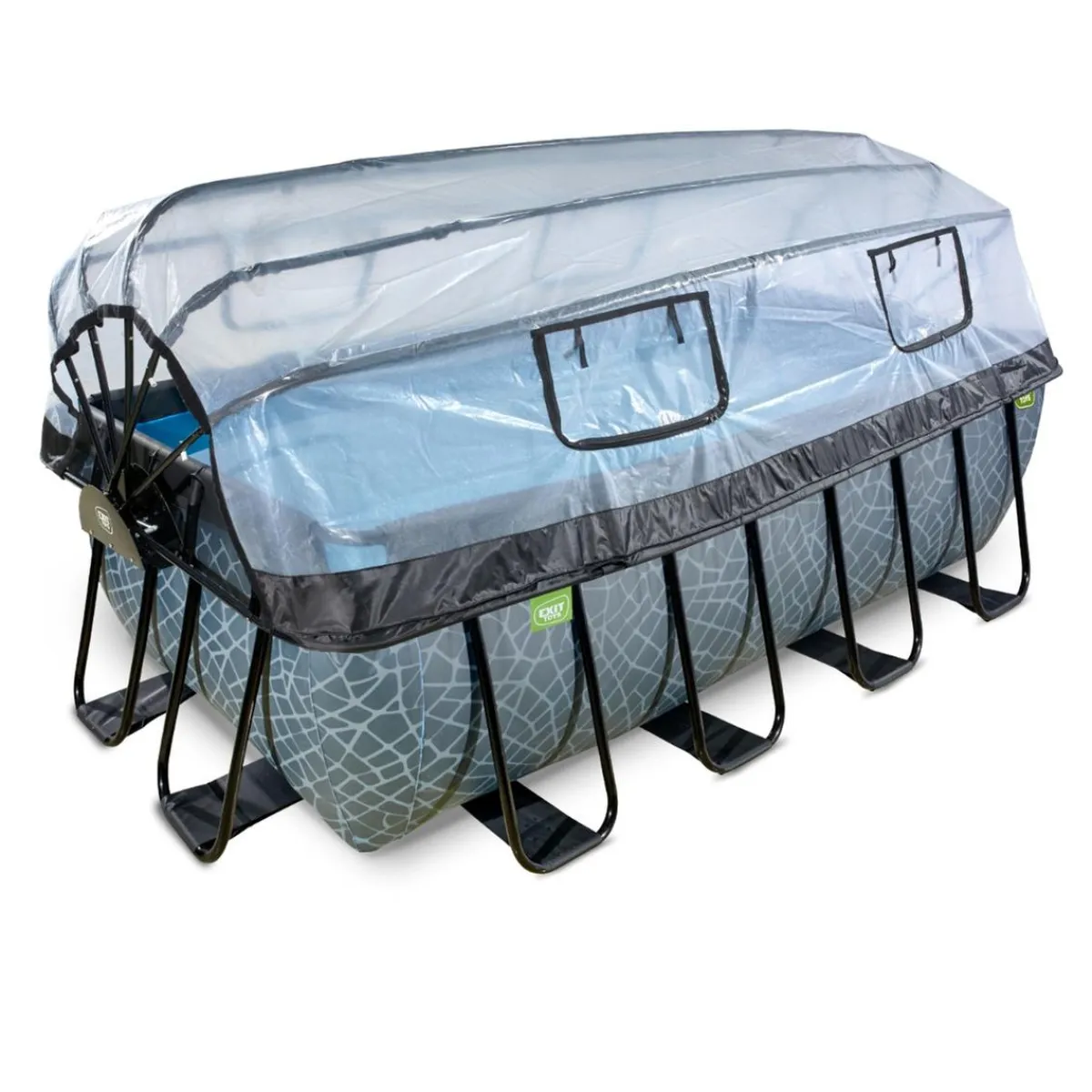 Discount Exit - Piscina Stone gris 400 x 200 x 122 cm con filtro de arena, cúpula y bomba de calor Juguetes De Verano|Piscinas