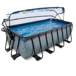 Discount Exit - Piscina Stone gris 400 x 200 x 122 cm con filtro de arena, cúpula y bomba de calor Juguetes De Verano|Piscinas
