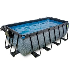 Discount Exit - Piscina Stone gris 400 x 200 x 122 cm con filtro de arena, cúpula y bomba de calor Juguetes De Verano|Piscinas